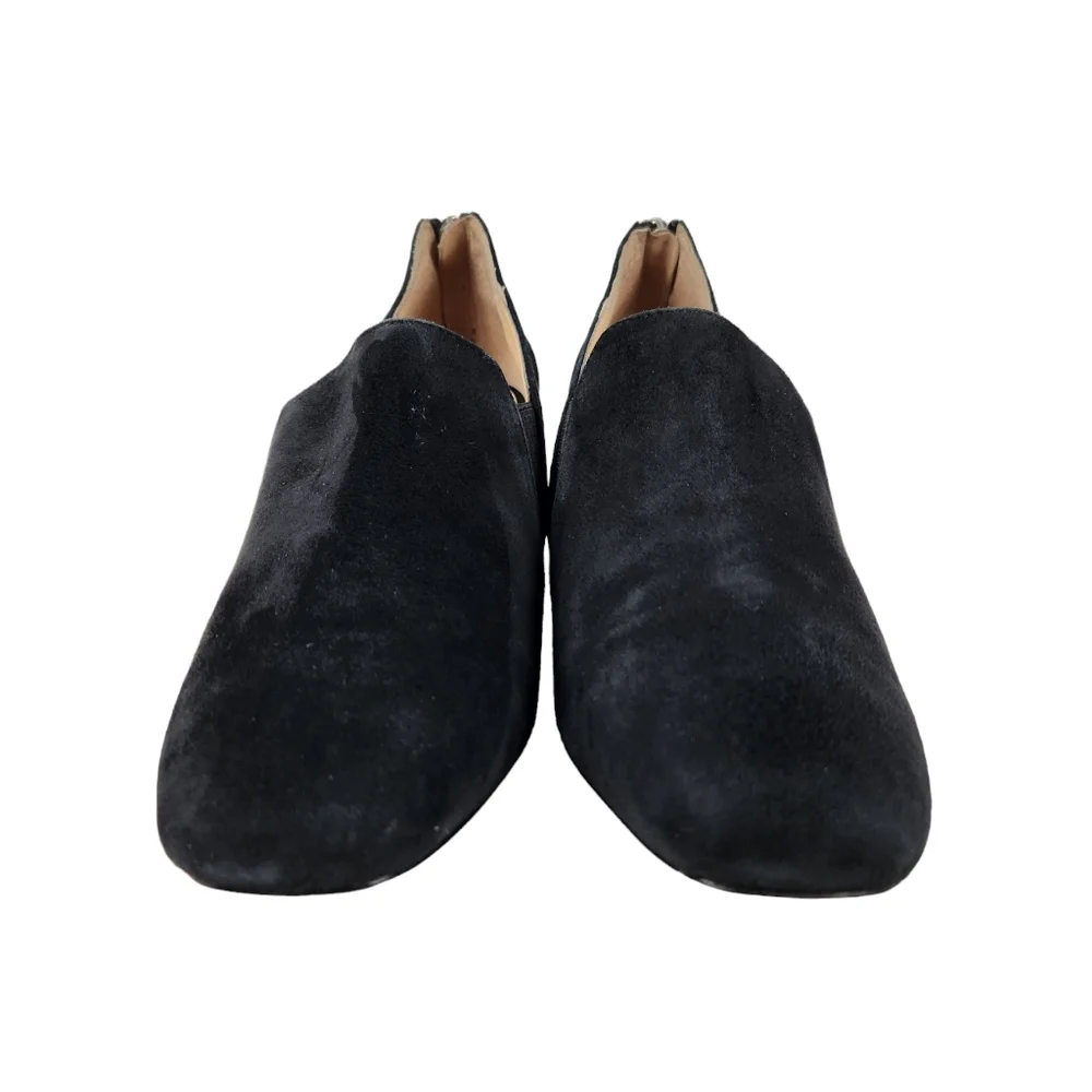 Adrienne Vittadini Lave Black Suede Leather Shootie Heeled Shoes Women's Size 10